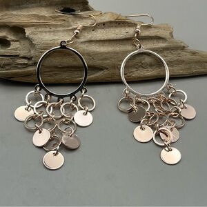 Elegant Gold and Rose Gold Toned Dangle Earrings